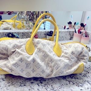 Louis Vuitton denim round speedy yellow authentic